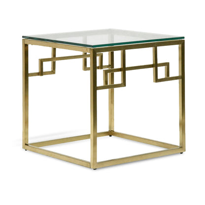 Side Table - Glass Top - Brushed Gold Base