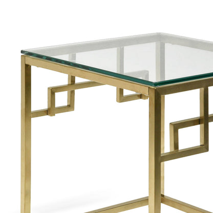 Side Table - Glass Top - Brushed Gold Base