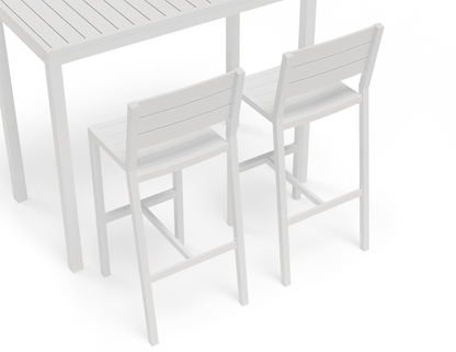 Halki Stool With Backrest - White