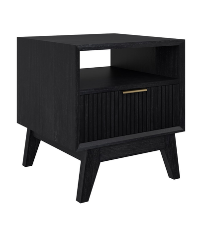 Azariah 1 Drawer Lamp Table - Brushed Black