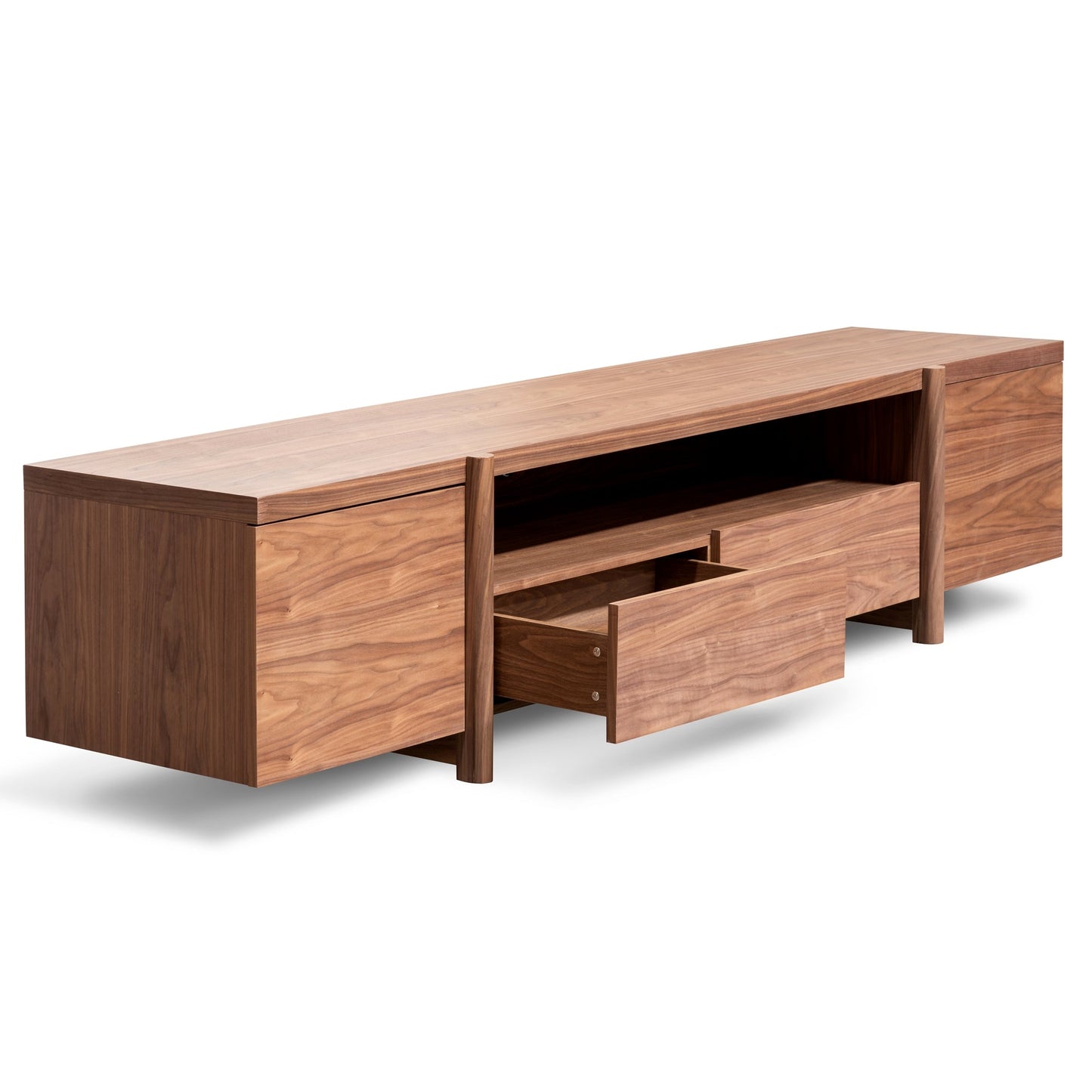 CTV2610-BB Lowline 2.1m Entertainment TV Unit In Walnut - Timber Legs