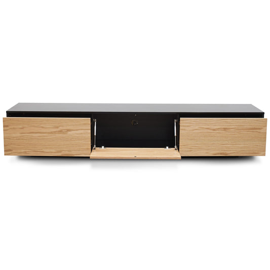 CTV2632-BB 2.3m TV Unit - Black with Natural Drawers