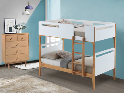 Hayes Single Over Single Bunk Bed - White/ Oak