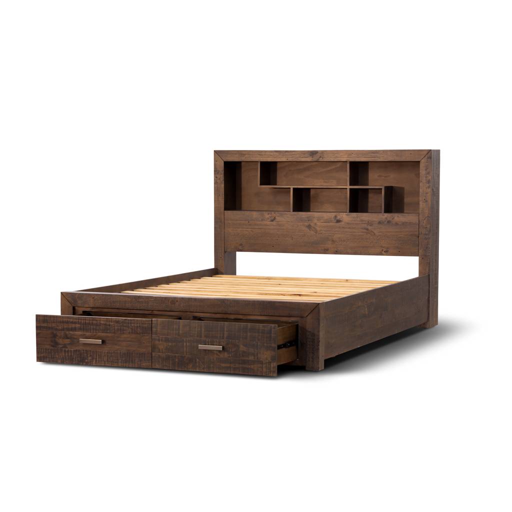 Sedona Queen Bed with Storage - Grey Stone
