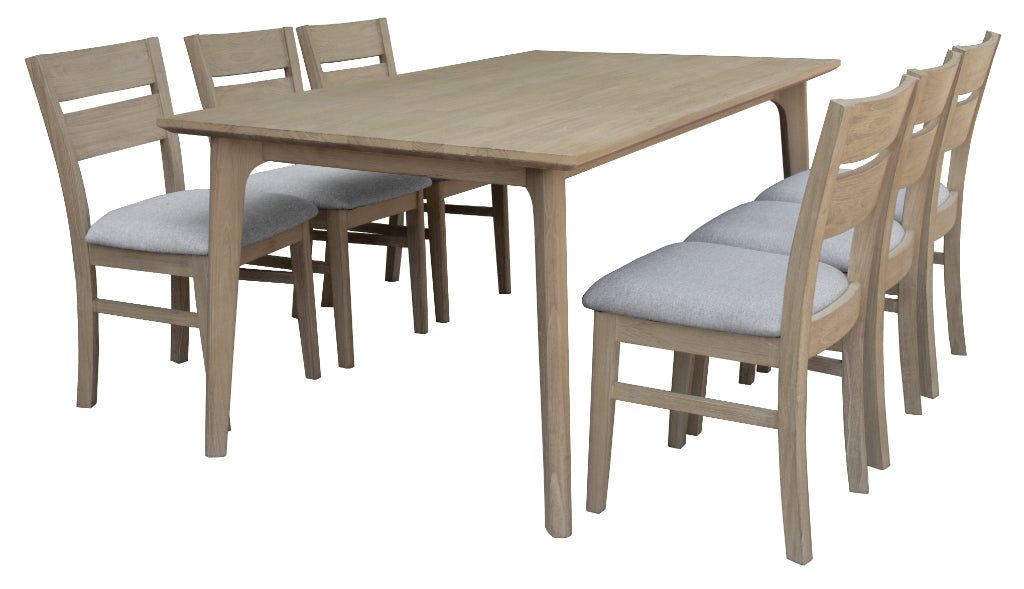 Larsen Wooden Table with 6 Chairs Dining Set