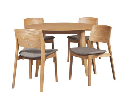 Delphine Round Table with 4 Chairs Dining Set - Oak