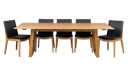 Lionel Dining Set 2.4m Table with 8 Chairs - Black