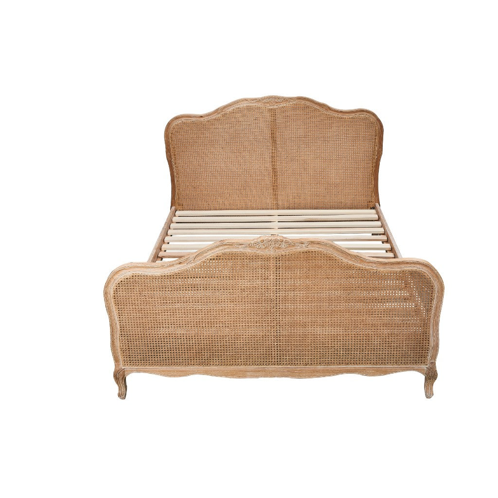 Estelle Rattan Queen Bed - Oak