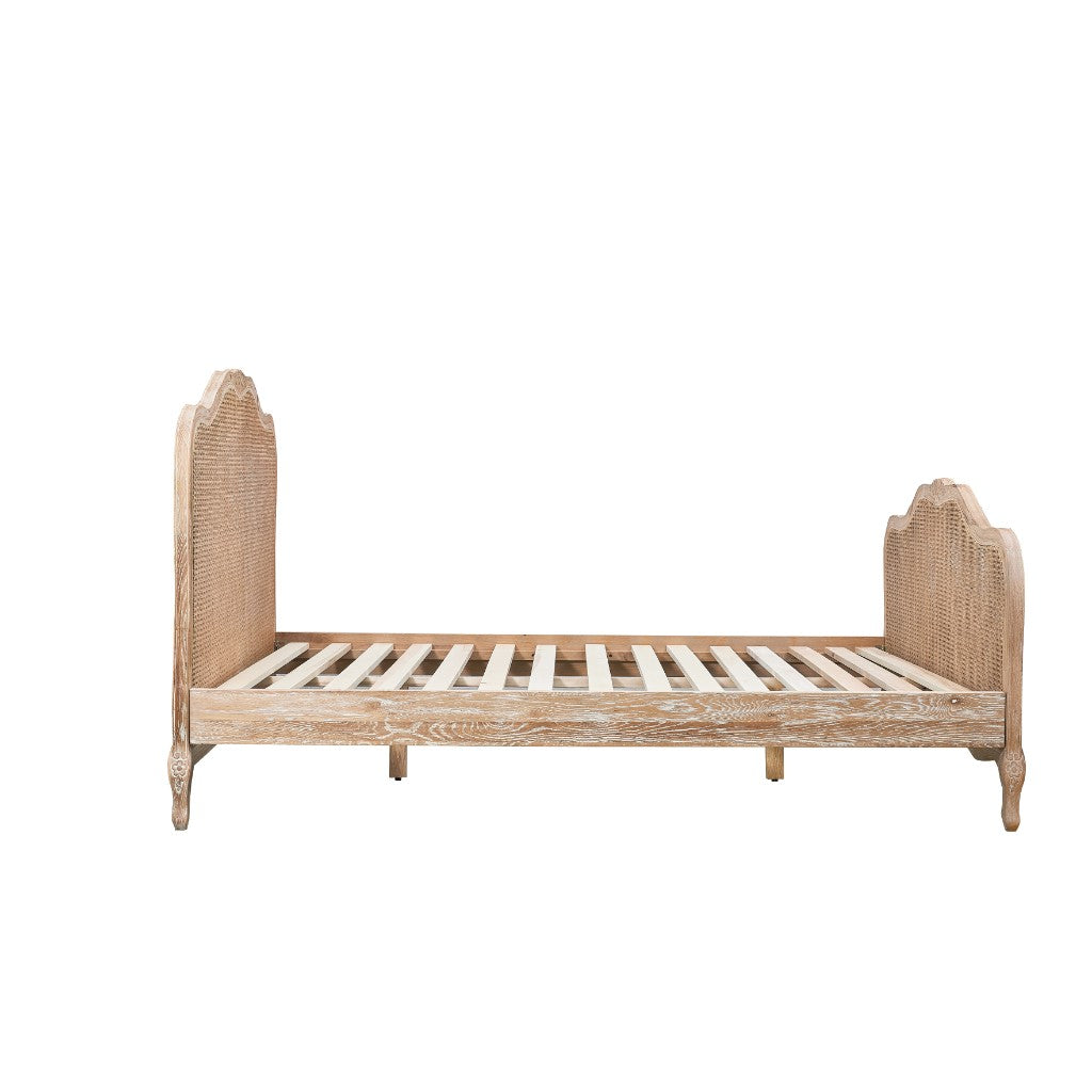 Estelle Rattan Queen Bed - Oak