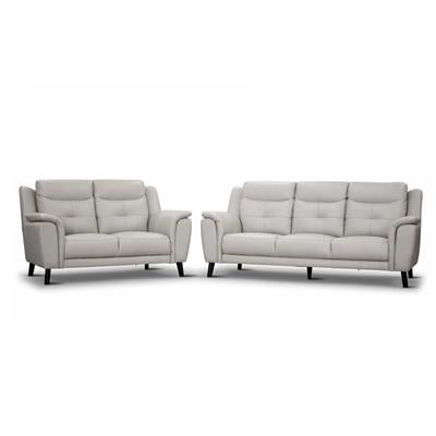 Georgia Leather 3+2 Seater Sofa Set - Silver