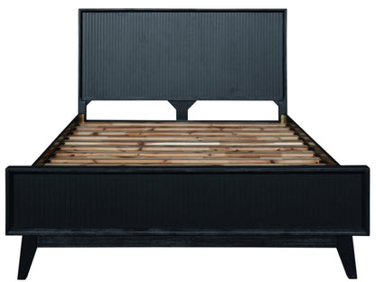 Clarisse Solid Acacia Wooden Bed - Brushed Black