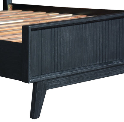 Clarisse Solid Acacia Wooden Bed - Brushed Black