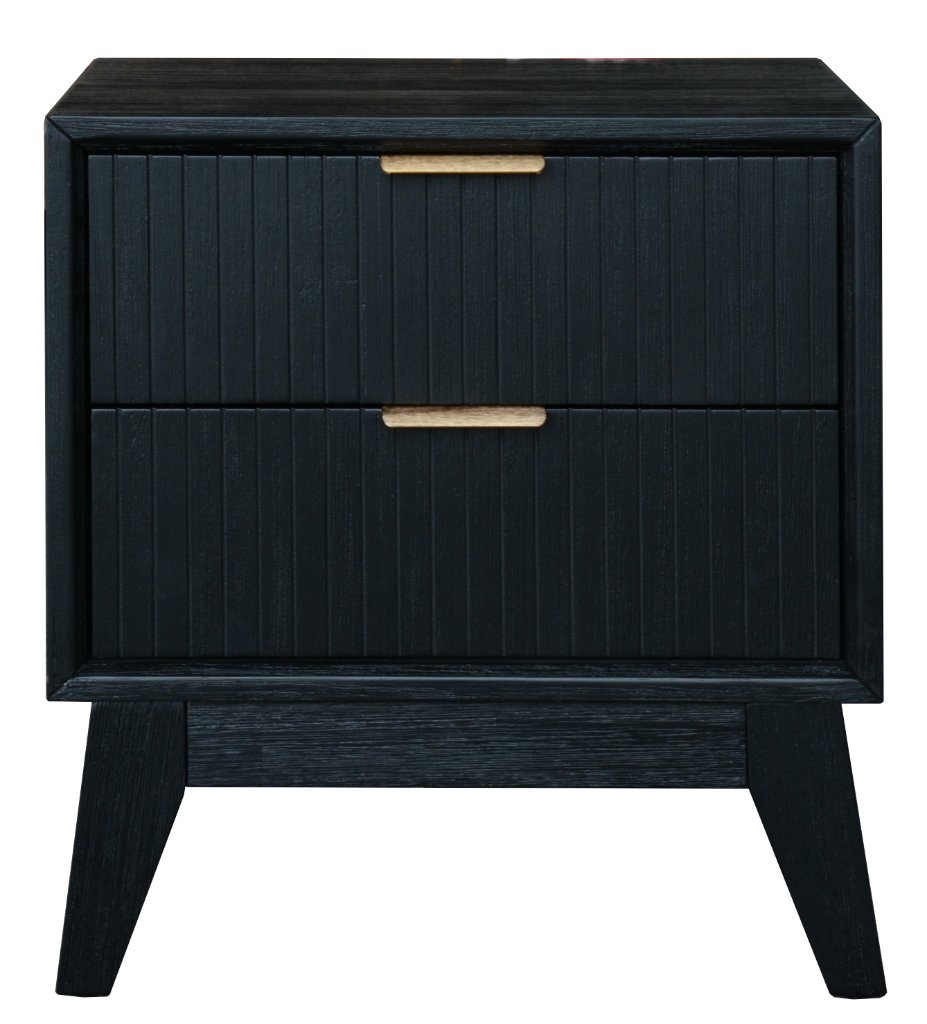 Ella 2 Drawer Bedside Table - Brushed Black