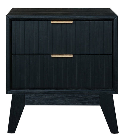 Aralyn 2 Drawer Bedside Table - Brushed Black