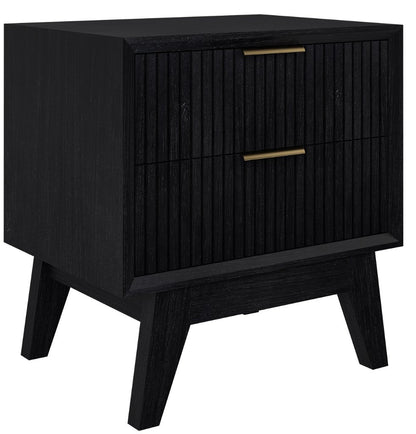 Aralyn 2 Drawer Bedside Table - Brushed Black