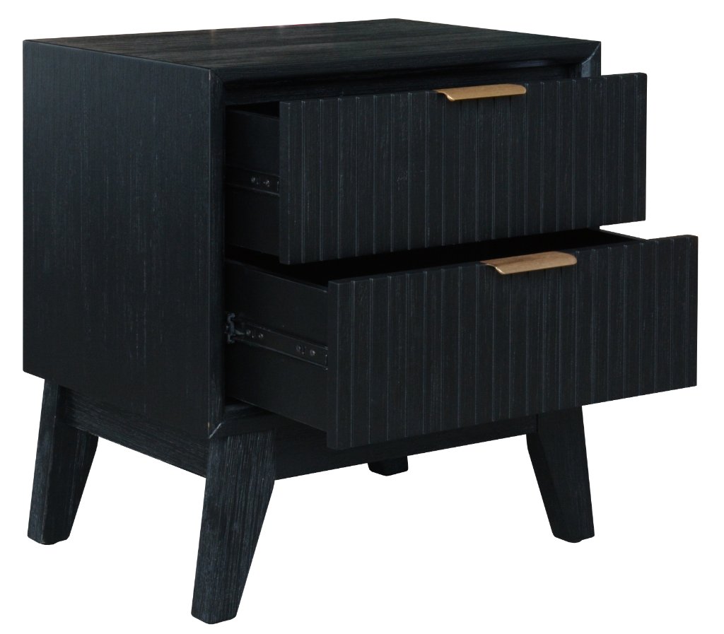 Ella 2 Drawer Bedside Table - Brushed Black