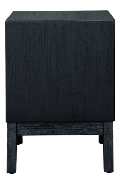 Aralyn 2 Drawer Bedside Table - Brushed Black