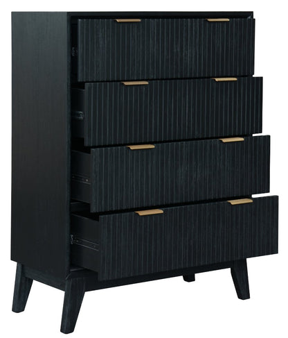 Guinevere 4 Drawer Tallboy - Brushed Black