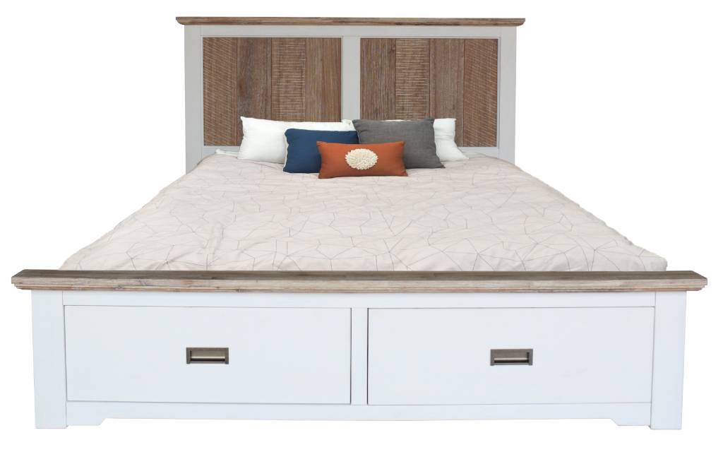Fiona Acacia Timber King Size Bed with Storage - Multi Colour