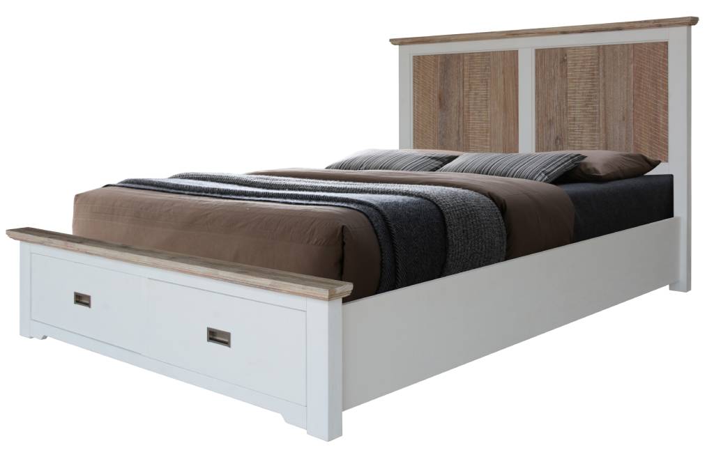 Fiona Acacia Timber King Size Bed with Storage - Multi Colour