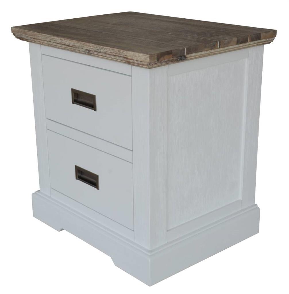 Folkestone 2 Drawer Acacia Timber Bedside Table - Multi Colour