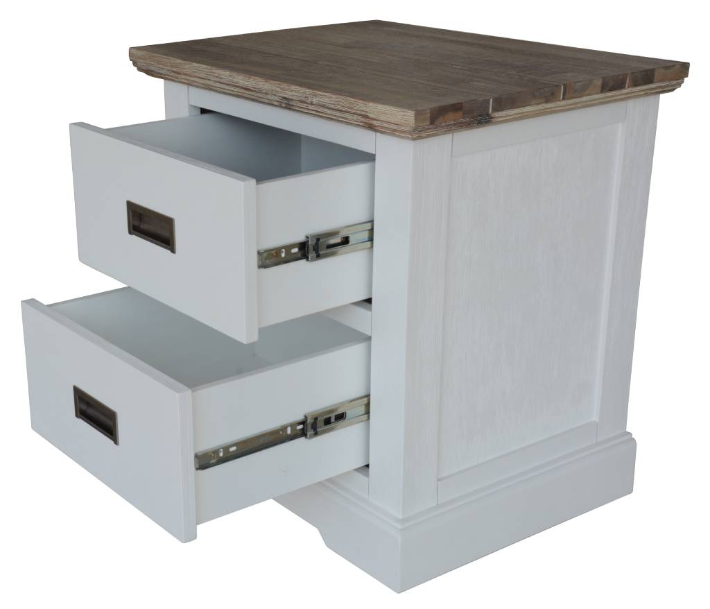 Folkestone 2 Drawer Acacia Timber Bedside Table - Multi Colour