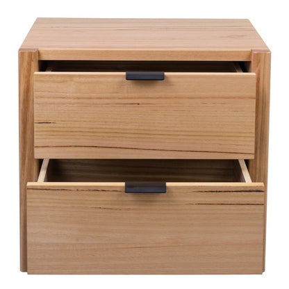 Elric 2 Drawer Messmate Timber Bedside Table - Natural