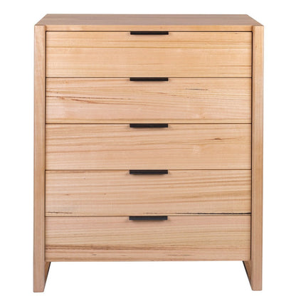 Perrine 5 Drawer Messmate Timber Tallboy - Natural
