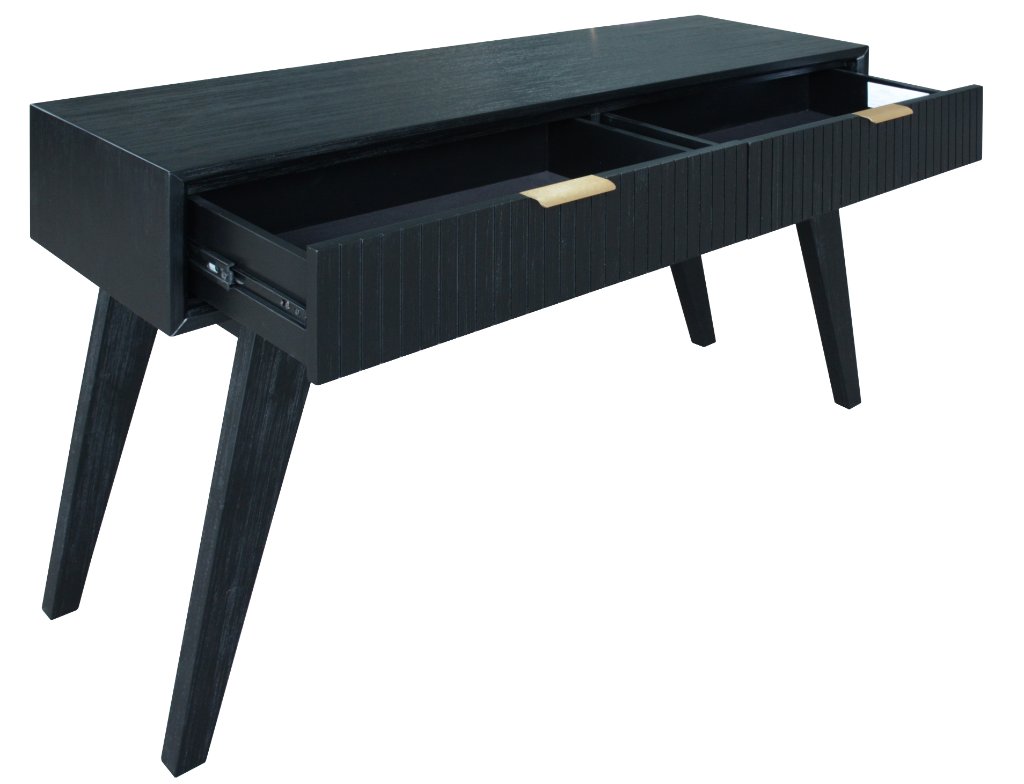 Jirou 2 Drawer Console Table - Brushed Black