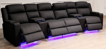 Academy 4 Seater Recliner Electric Home Theatre - Black