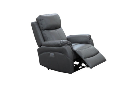 Enzo Leather Electric Recliner Lounge Set - Gunmetal