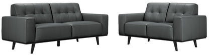 Carson 3+2 Seater Leather Sofa Set - Charcoal