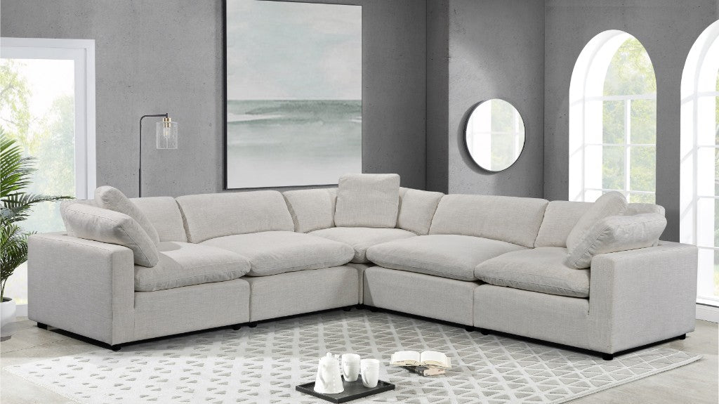 Claudine Fabric Corner Modular Lounge Sofa with Ottoman - Beige