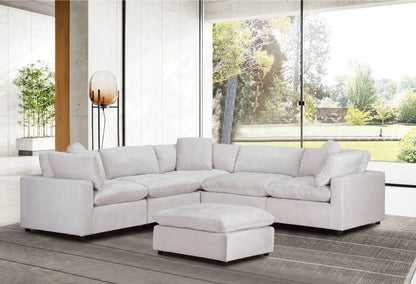 Claudine Fabric Corner Modular Lounge Sofa with Ottoman - Beige