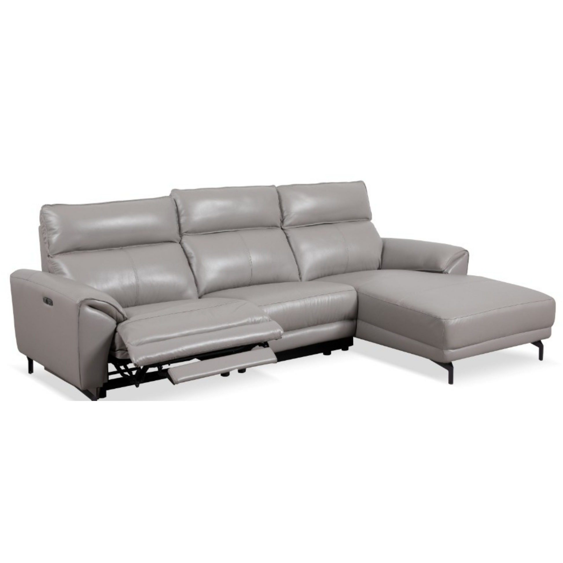Mosman 2 Seater + Chaise Power Sectional Lounge - Stone