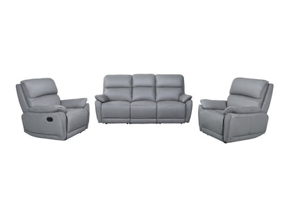 York Leather Lounge Sofa with Manual Recliner