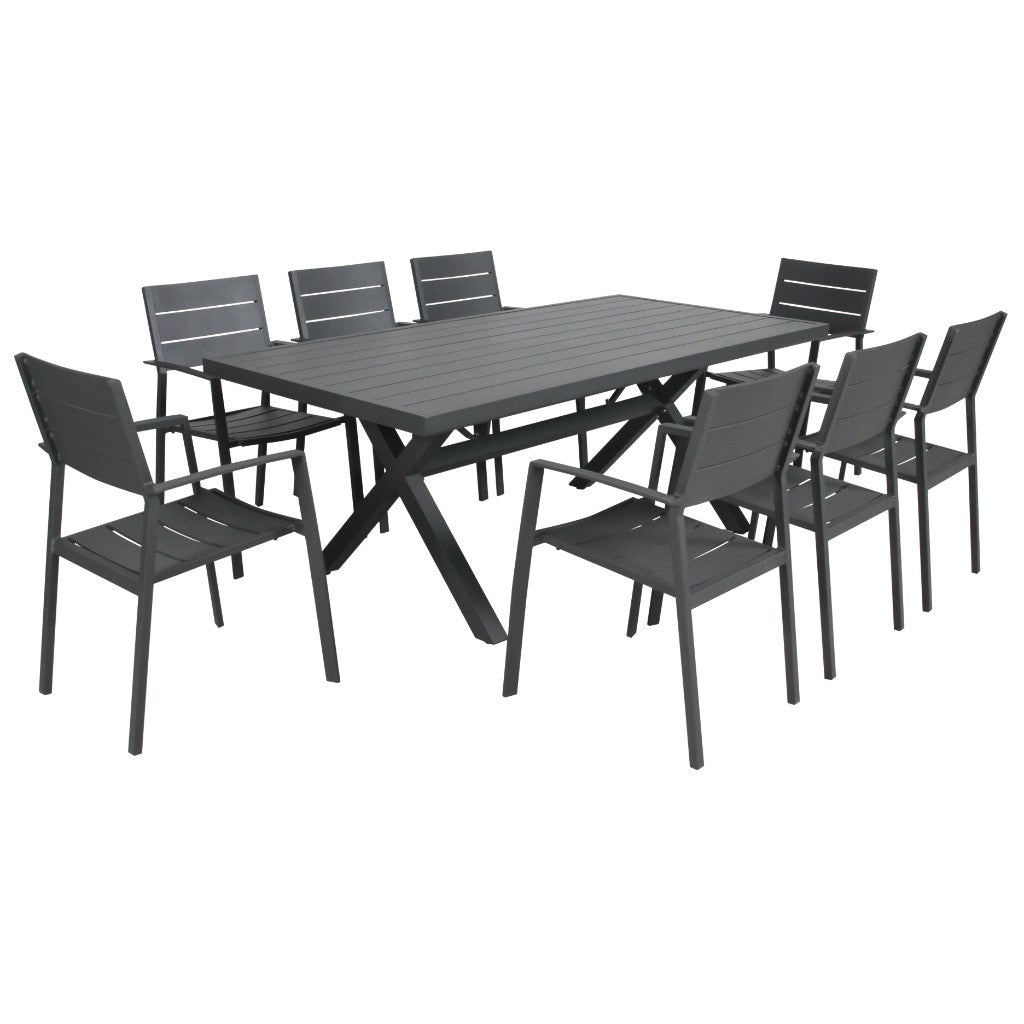 Isla 9 Piece Outdoor Dining Set 200cm - Gunmetal