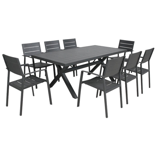 Isla 9 Piece Outdoor Dining Set 200cm - Gunmetal