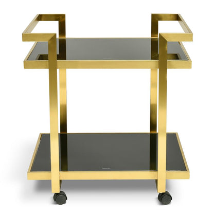 Walter Bar Cart - Tempered Glass - Gold Base