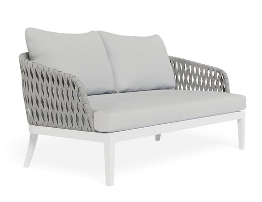 Alma Lounge Chair - Outdoor - Two Seater - White - Light Grey Cushion