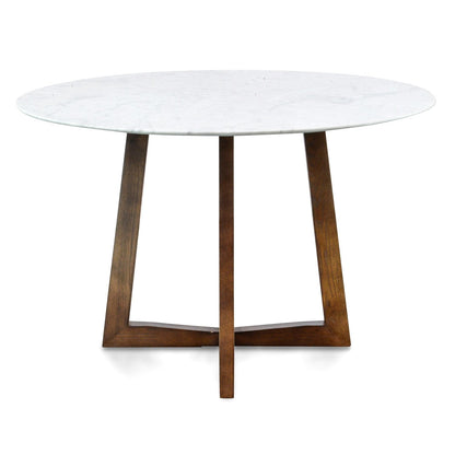 Zodiac 1.15m Round Marble Dining Table - Dark Brown Base