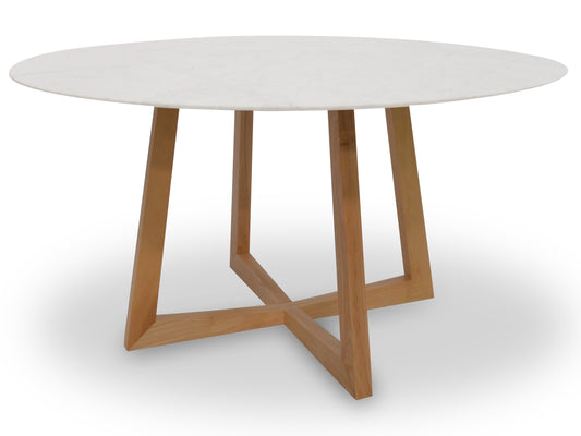 Ex Display - Zodiac 1.5m Round Marble Dining Table - Natural